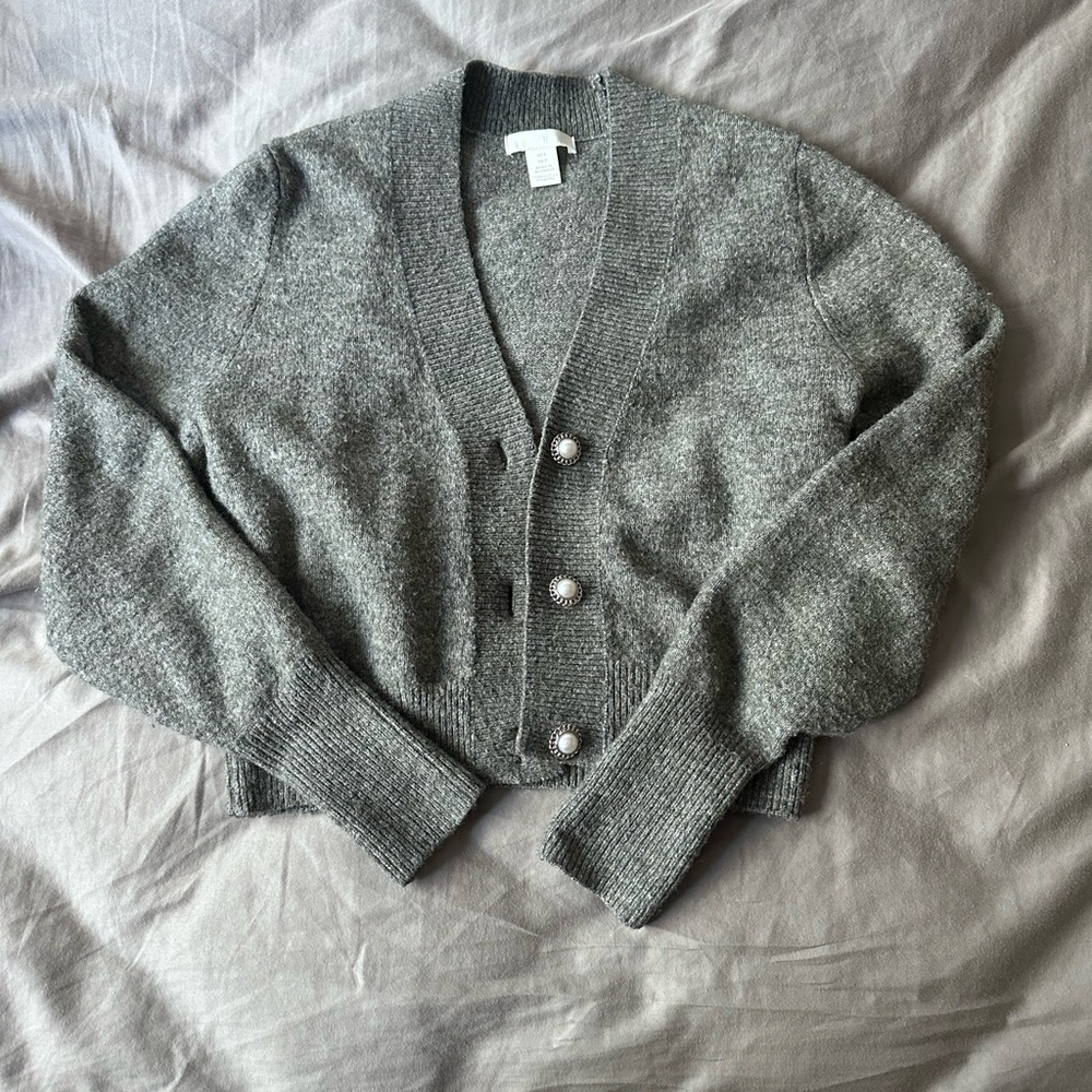 H&M Gray Knit Cardigan Sweater